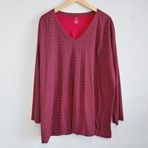 J. Jill Simply Supima V-Neck Red and Black Plaid Tunic Sz 3X